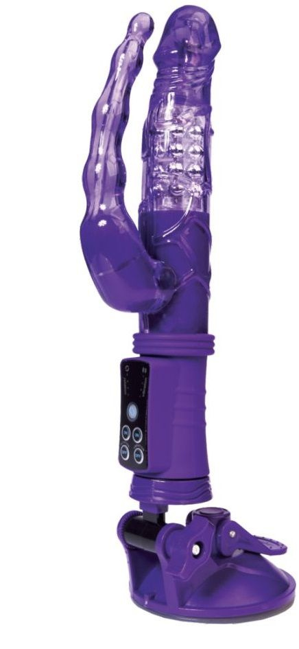 Фиолетовый анально-вагинальный вибратор на присоске A-toys купить в секс шопе