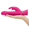 Розовый вибратор Thrusting Realistic Rechargeable Rabbit Vibrator с имитацией толчков - 22,8 см. купить в секс шопе
