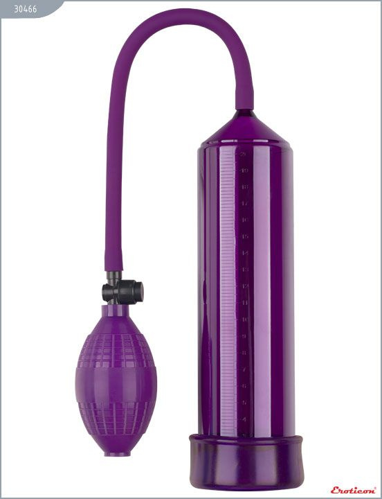 Фиолетовая вакуумная помпа Eroticon PUMP X1 с грушей купить в секс шопе