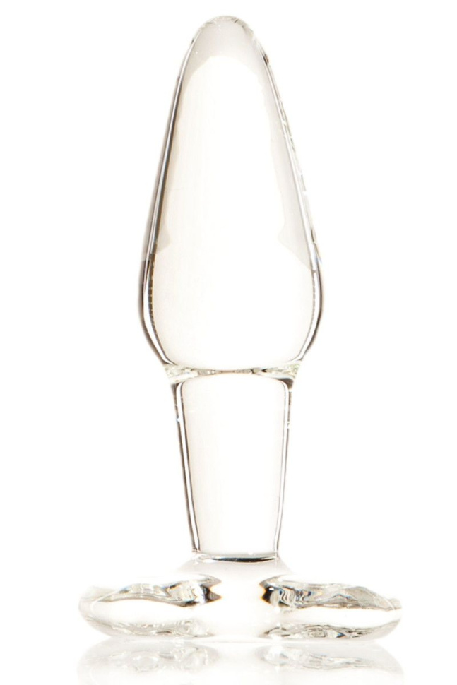 Стеклянная анальная втулка с ограничителем - 10,5 см. купить в секс шопе