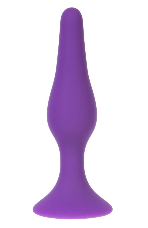 Фиолетовая силиконовая анальная пробка размера M - 11 см. купить в секс шопе
