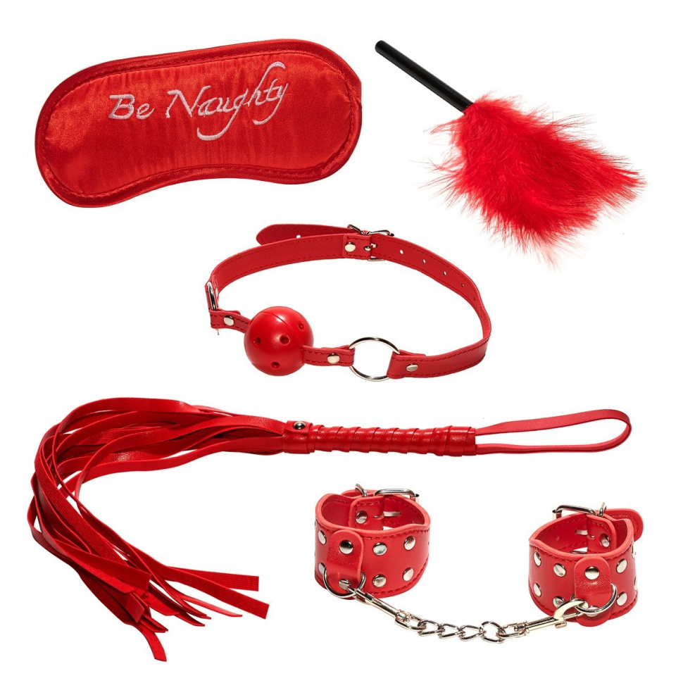Эротический набор БДСМ из 5 предметов в красном цвете купить в секс шопе