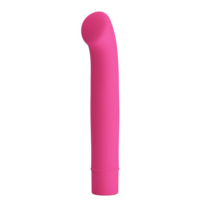 Розовый вибратор с загнутой головкой Bogey - 15 см. купить в секс шопе