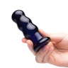 Синий стеклянный анальный стимулятор на дистанционном управлении Beaded Buttplug купить в секс шопе