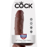 Коричневый фаллоимитатор 8  Cock with Balls - 21,3 см. купить в секс шопе