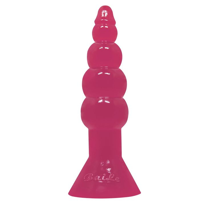 Розовая анальная пробка-елочка с присоской - 17 см. купить в секс шопе