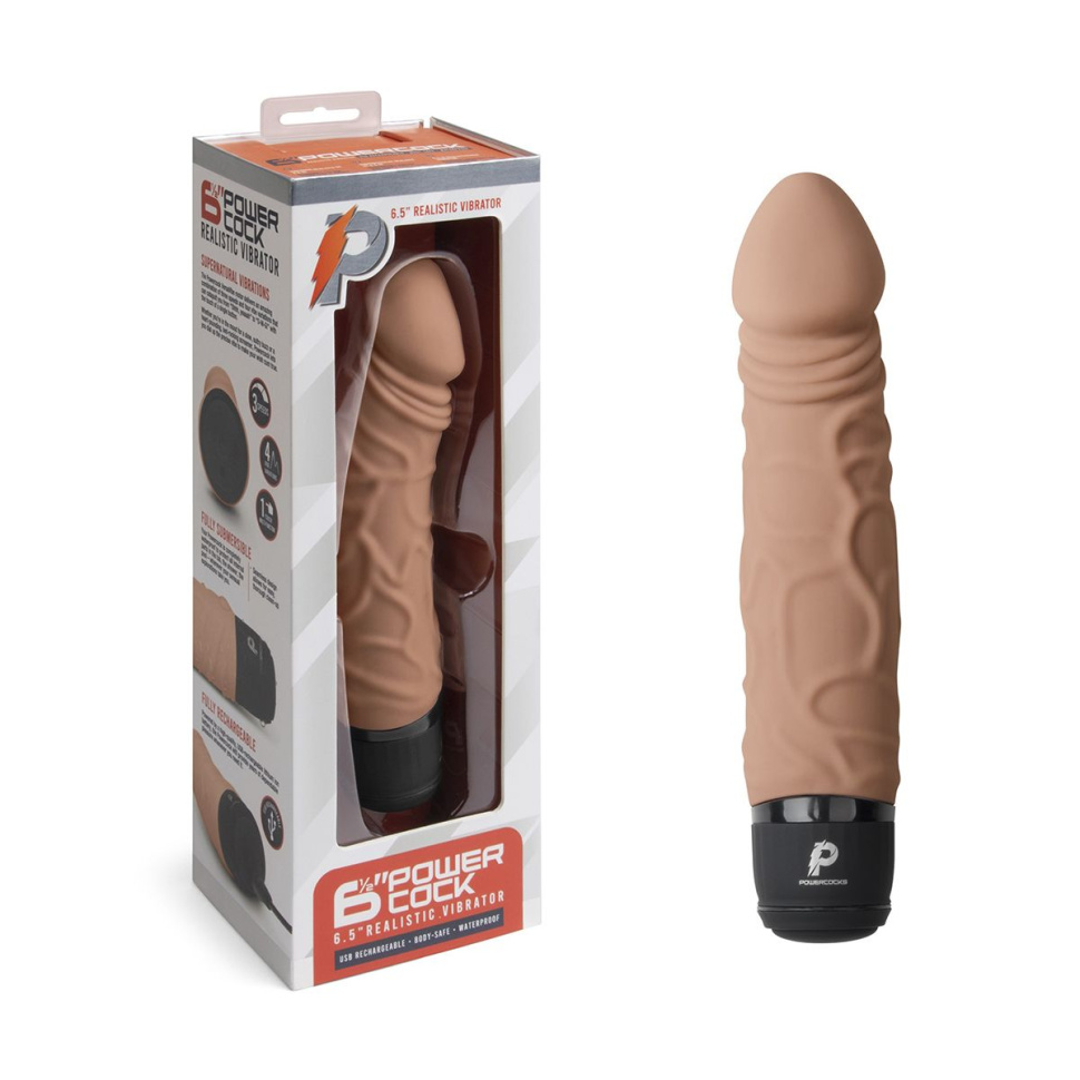 Кофейный вибратор-реалистик 6.5  Girthy Realistic Vibrator - 19 см. купить в секс шопе