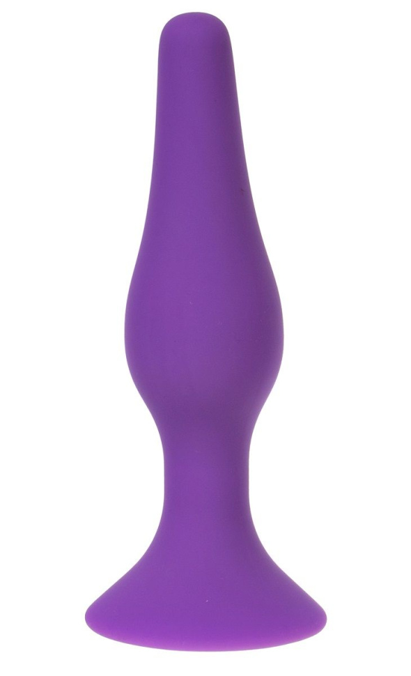 Фиолетовая силиконовая анальная пробка размера L - 12,2 см. купить в секс шопе