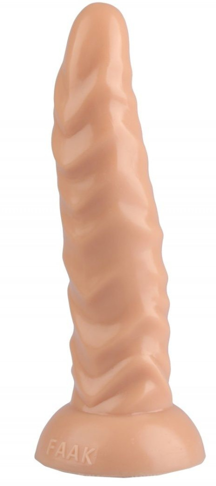 Телесная рельефная анальная втулка - 22,5 см.  купить в секс шопе