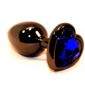 Чёрная пробка с синим сердцем-кристаллом - 7 см. купить в секс шопе