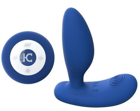 Синий массажер простаты Kiss Toy с пультом купить в секс шопе