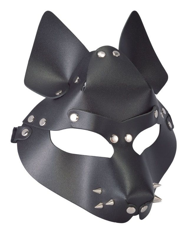 Черная маска Wolf с шипами купить в секс шопе
