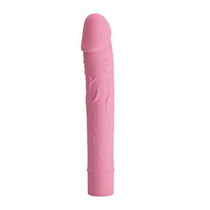 Нежно-розовый вибратор Vic с выделенными венками - 15,5 см. купить в секс шопе