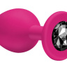 Малая розовая анальная пробка Emotions Cutie Small с чёрным кристаллом - 7,5 см. купить в секс шопе