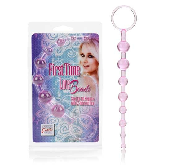 Розовая анальная цепочка First Time Love Beads купить в секс шопе