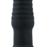 Черная ребристая вибровтулка с ограничителем - 7 см. купить в секс шопе