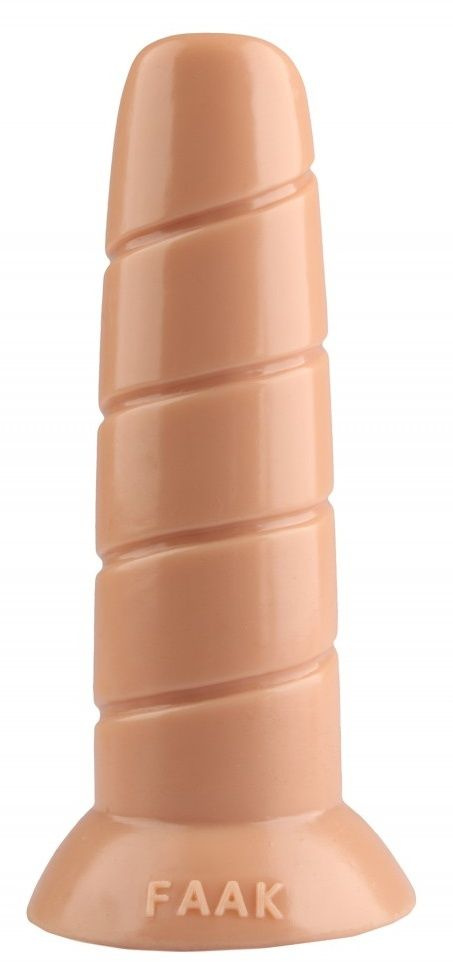 Телесный винтовой анальный фаллоимитатор - 19,5 см.  купить в секс шопе