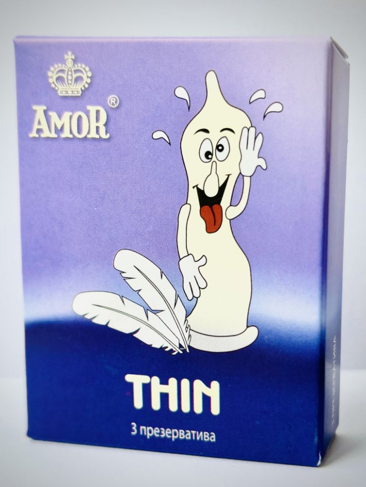 Супертонкие презервативы AMOR Thin  Яркая линия  - 3 шт. купить в секс шопе