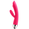 Сливово-розовый вибратор Trysta с клиторальным отростком и движущимся шариком в кончике - 18,6 см. купить в секс шопе