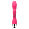 Сливово-розовый вибратор Trysta с клиторальным отростком и движущимся шариком в кончике - 18,6 см. купить в секс шопе