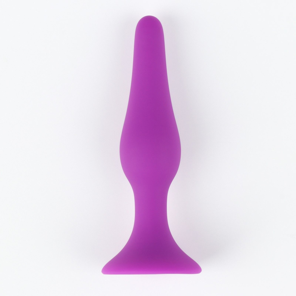 Фиолетовая коническая силиконовая анальная пробка Soft - 10,5 см. купить в секс шопе