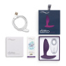 Фиолетовая анальная пробка для ношения Ditto с вибрацией и пультом ДУ - 8,8 см. купить в секс шопе