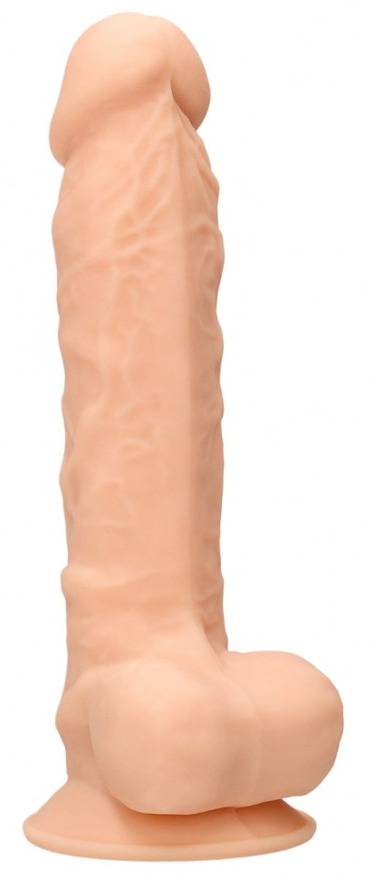 Телесный фаллоимитатор Silicone Dildo With Balls - 22,8 см. купить в секс шопе