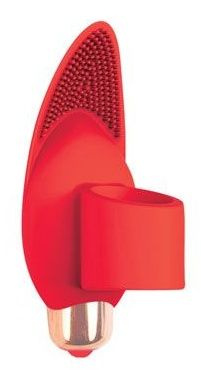 Красный вибростимулятор с петелькой под палец - 8 см. купить в секс шопе
