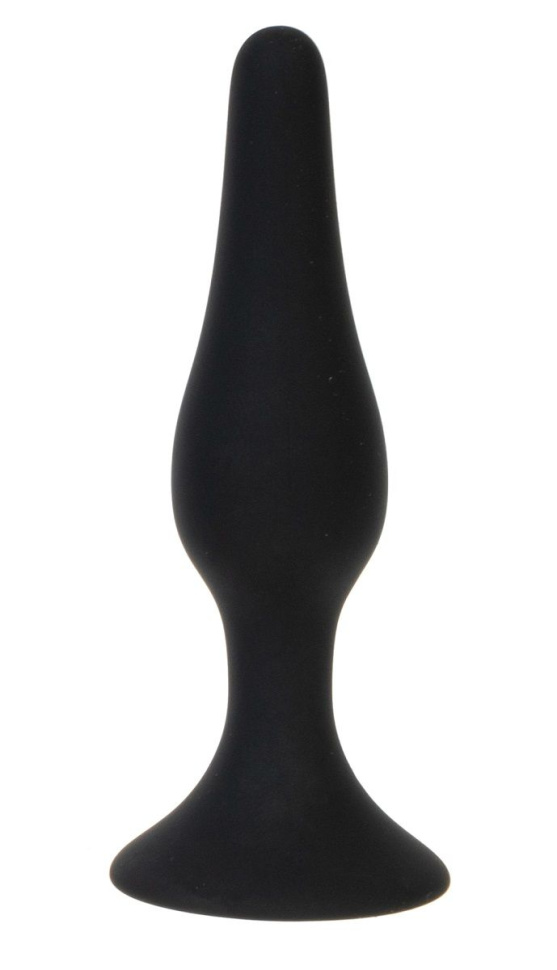 Черная силиконовая анальная пробка размера S - 10 см. купить в секс шопе
