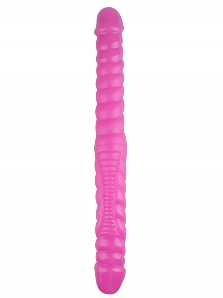 Розовый двусторонний спиралевидный фаллоимитатор - 42,5 см. купить в секс шопе
