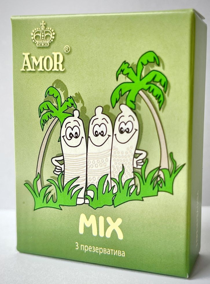 Микс-набор презервативов AMOR Mix  Яркая линия  - 3 шт. купить в секс шопе