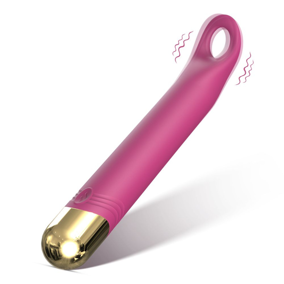 Розовый вибратор с отверстием для стимуляции клитора - 18,2 см. купить в секс шопе