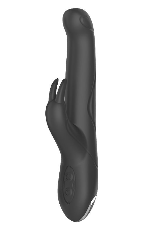 Черный перезаряжаемый вибратор Pleaser Rabbit - 23 см. купить в секс шопе