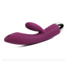 Фиолетовый вибратор Trysta с клиторальным отростком и движущимся шариком в кончике - 18,6 см. купить в секс шопе