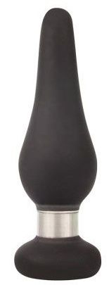 Черная коническая втулка с ограничителем - 10 см. купить в секс шопе