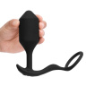 Черная анальная вибропробка с эрекционным кольцом Vibrating Snug   Tug XL купить в секс шопе