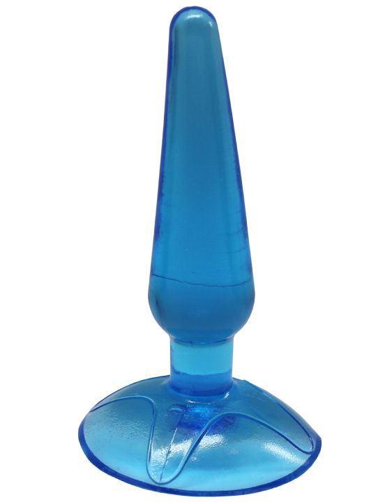 Голубая анальная пробка Butt Plug на присоске - 11 см. купить в секс шопе