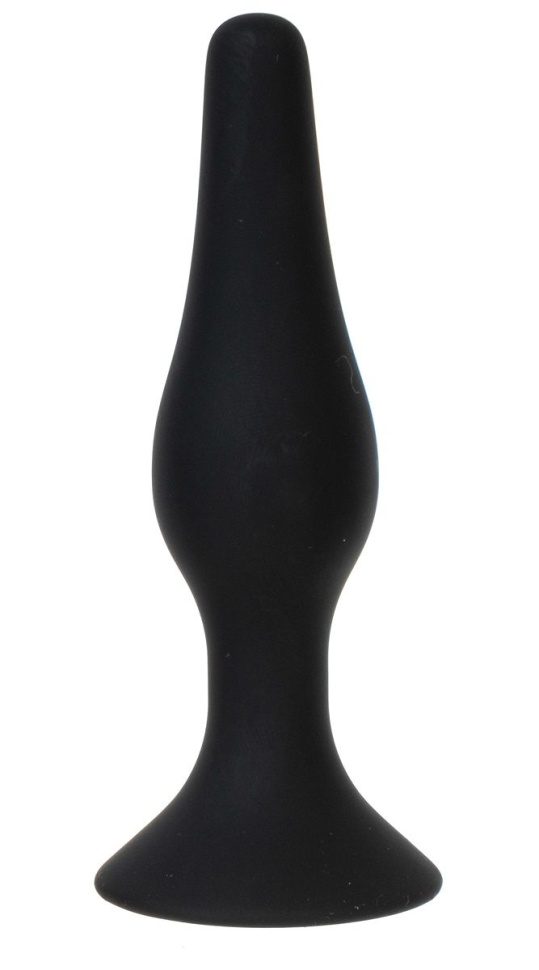 Черная силиконовая анальная пробка размера M - 11 см. купить в секс шопе