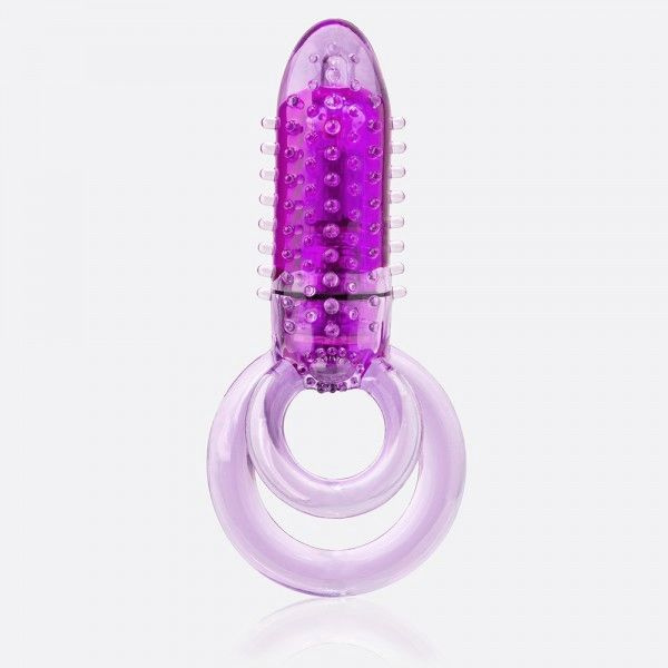 Фиолетовое виброкольцо с подхватом мошонки DOUBLE O 8 PURPLE купить в секс шопе