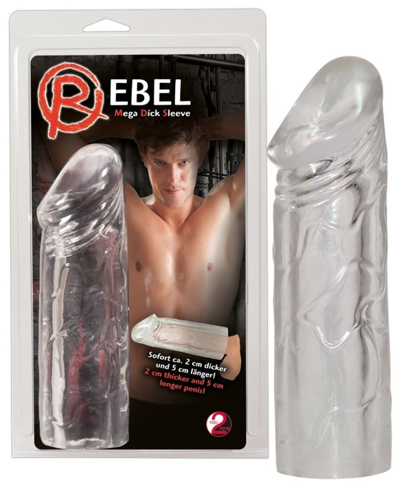 Удлиняющая насадка на пенис Rebel - 19 см. купить в секс шопе