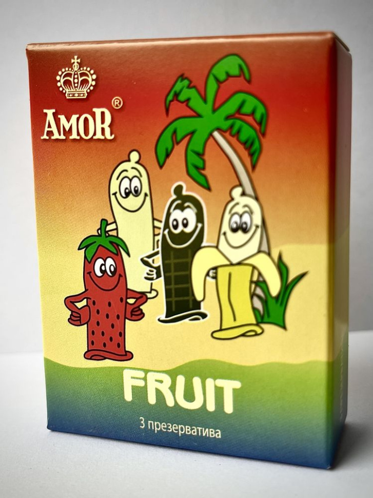 Ароматизированные презервативы AMOR Fruit  Яркая линия  - 3 шт. купить в секс шопе