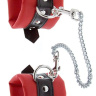 Красно-чёрные наручники на металлической цепочке купить в секс шопе