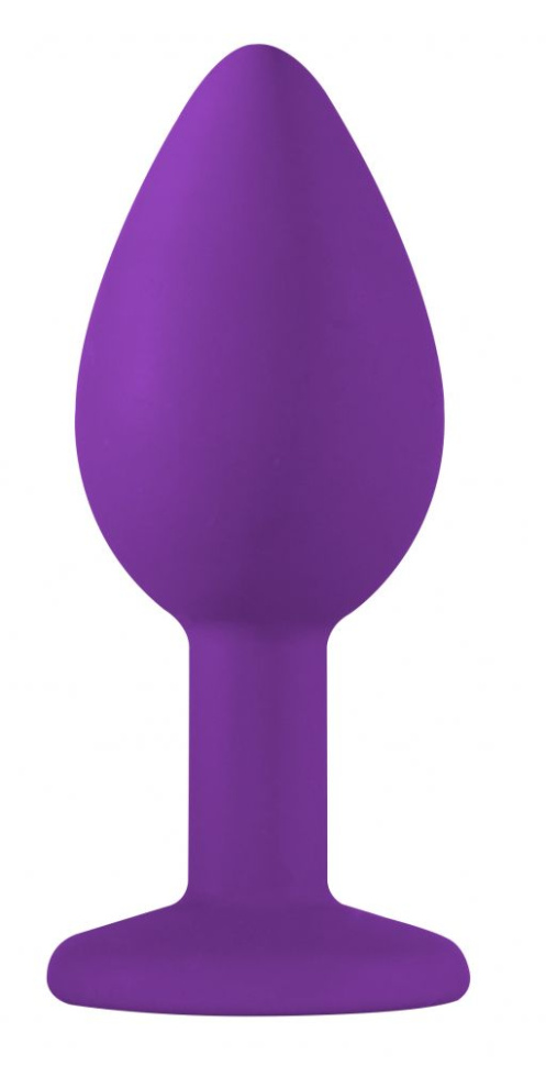 Малая фиолетовая анальная пробка Emotions Cutie Small с голубым кристаллом - 7,5 см. купить в секс шопе