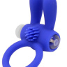 Синее эрекционное кольцо «Зайчик» с мини-вибратором купить в секс шопе