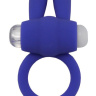 Синее эрекционное кольцо «Зайчик» с мини-вибратором купить в секс шопе