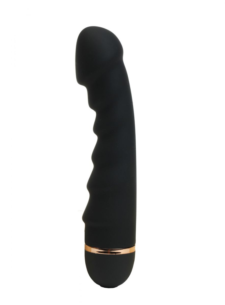 Черный ребристый вибратор с 20 режимами вибрации - 16,5 см. купить в секс шопе