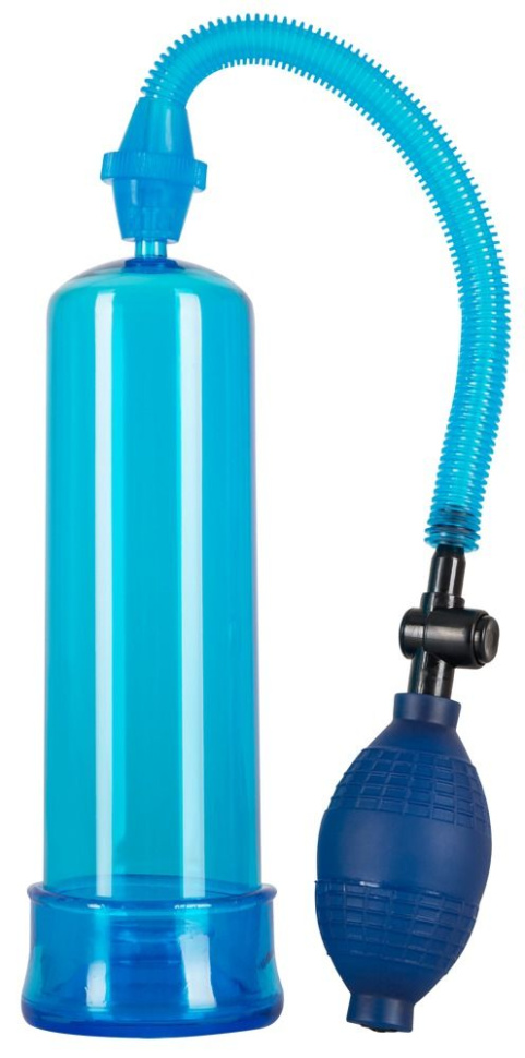 Ярко-синяя вакуумная помпа - 20 см. купить в секс шопе