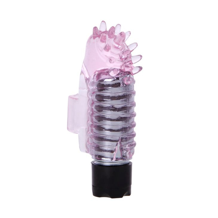Розовый вибростимулятор с шипиками на палец купить в секс шопе