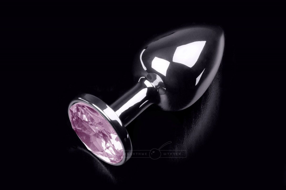 Маленькая анальная пробка с розовым кристаллом - 7,5 см. купить в секс шопе