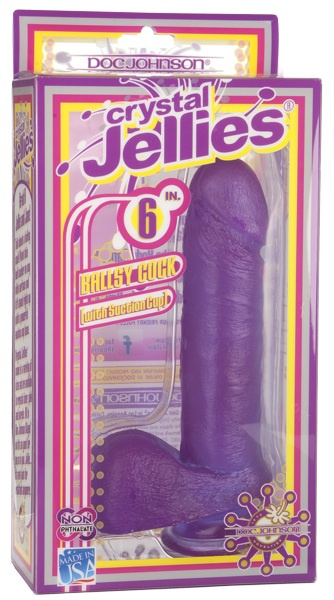 Фиолетовый гелевый фаллос CRYSTAL JELLIES - 18 см. купить в секс шопе